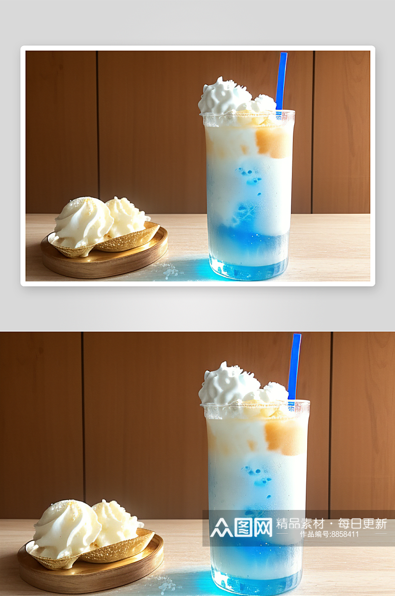 蓝色苏打水冰淇淋清凉一夏的首选素材