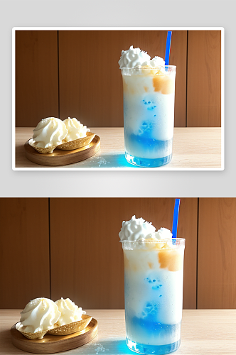 蓝色苏打水冰淇淋清凉一夏的首选