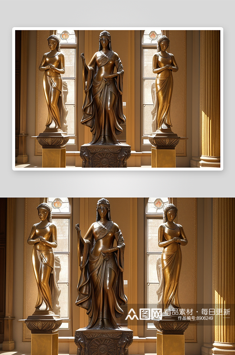 青铜雕像人类文明的见证素材
