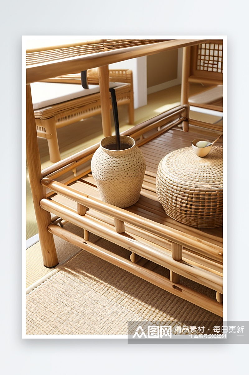 日本原木风格桌椅感受自然之美素材