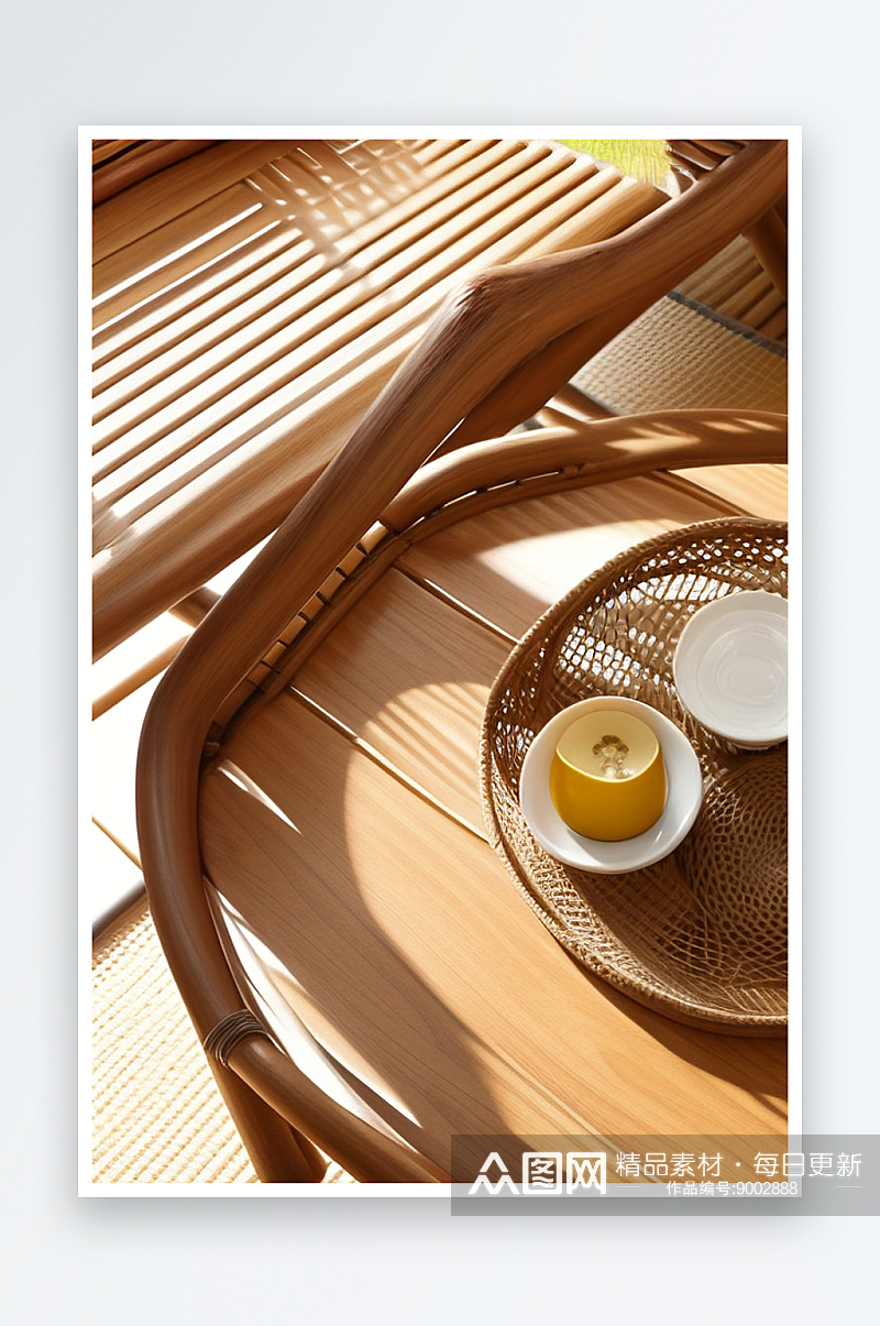日本原木风格桌椅感受自然之美素材