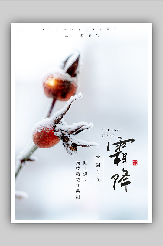 简约中国传统节气霜降海报