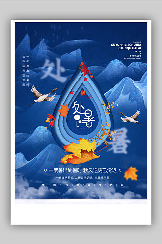 二十四节气之处暑中国风宣传海报