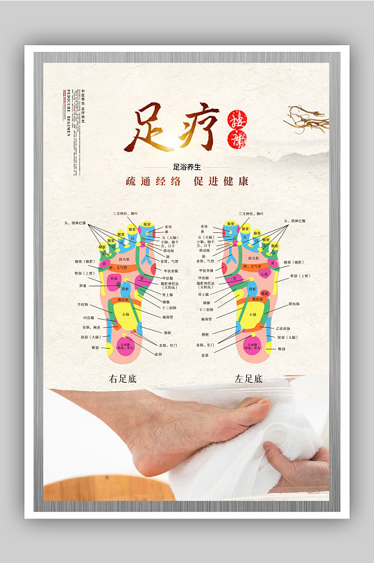 中国风足疗按摩养生文化海报