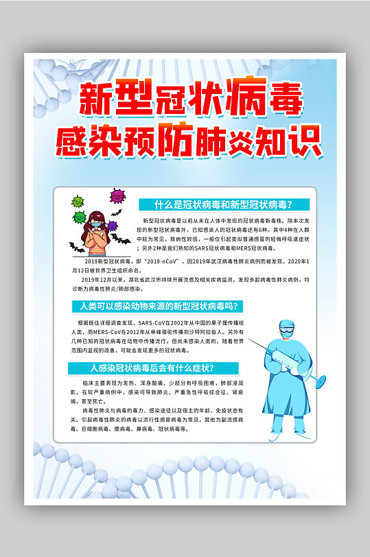 新型冠状病毒感染预防肺炎知识宣传海报