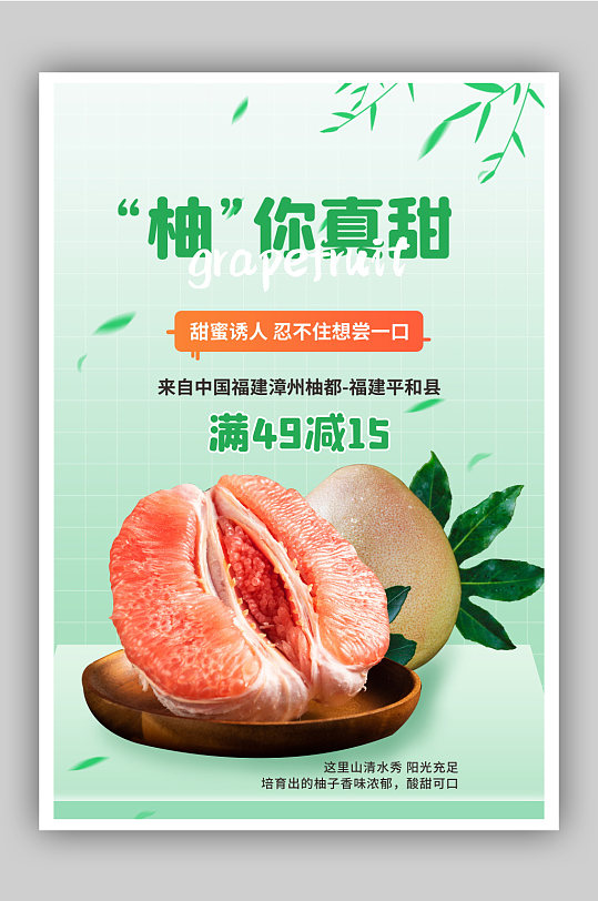 水果红心柚子上市促销宣传海报
