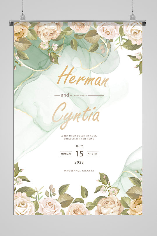 森系婚礼请柬背景封面