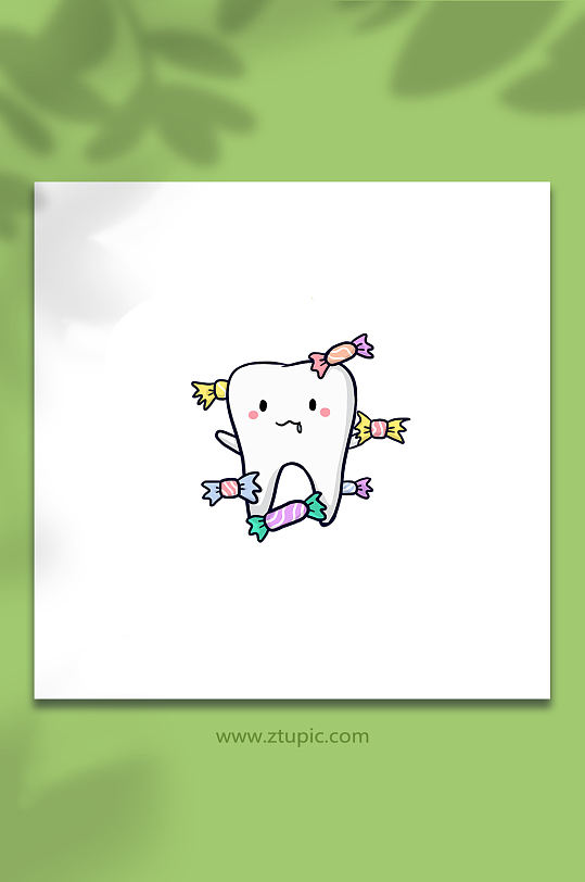 爱吃糖吃甜食牙齿口腔元素插画