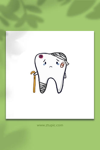 受伤生病蛀牙牙齿口腔元素插画