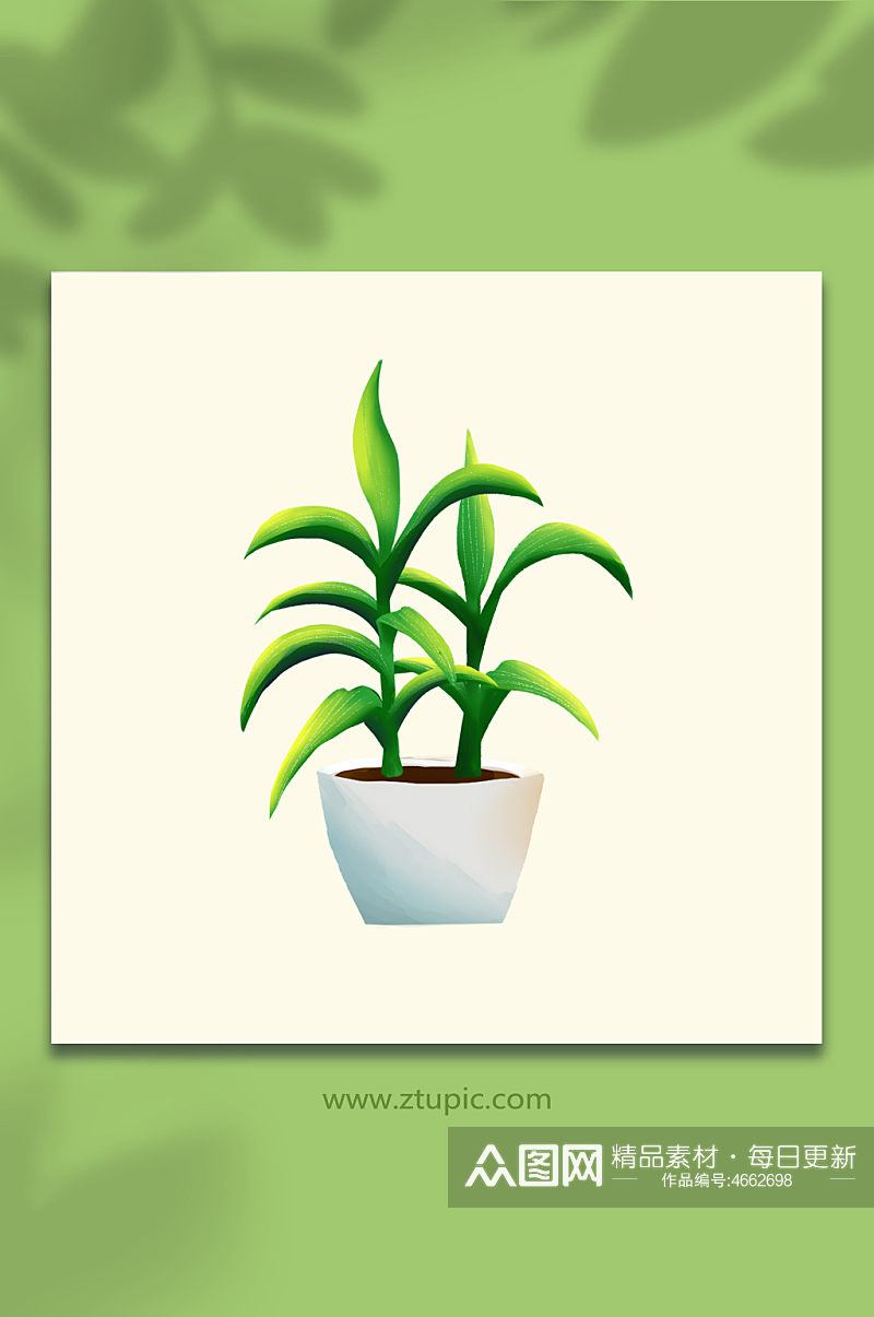 竹子富贵竹绿色植物盆栽元素插画素材
