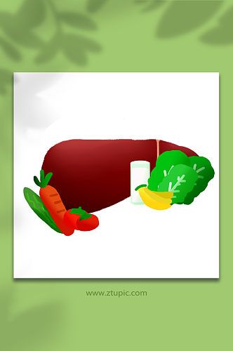 营养均衡蔬菜肝脏健康世界肝炎日元素插画