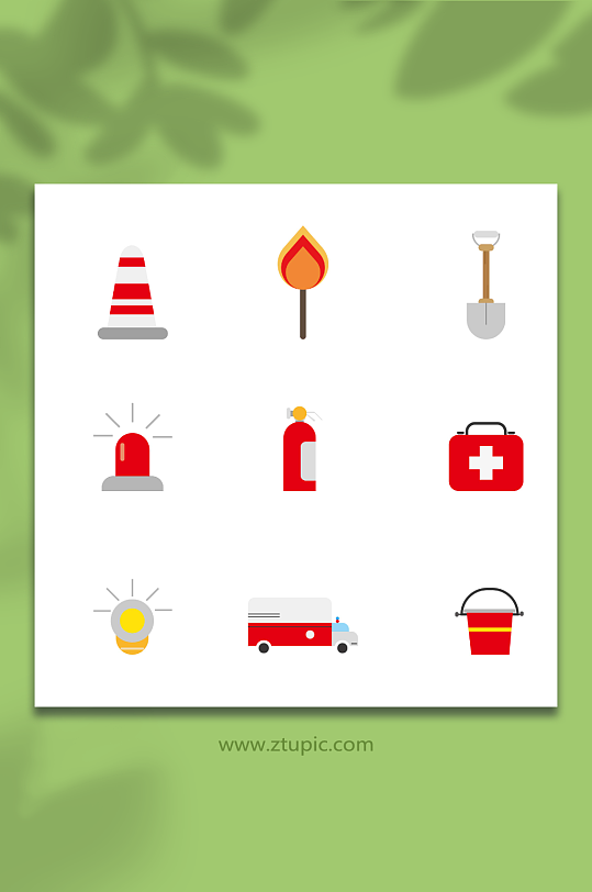 红色矢量消防工具元素插画