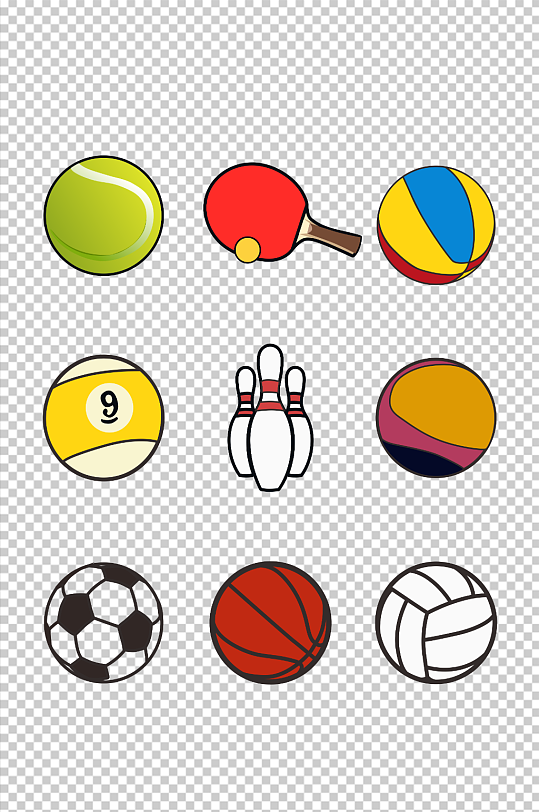 橄榄球卡通运动矢量球类元素插画