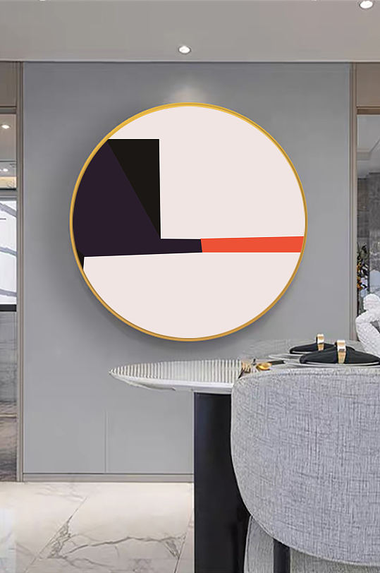 简约水彩圆形挂画装饰画-众图网