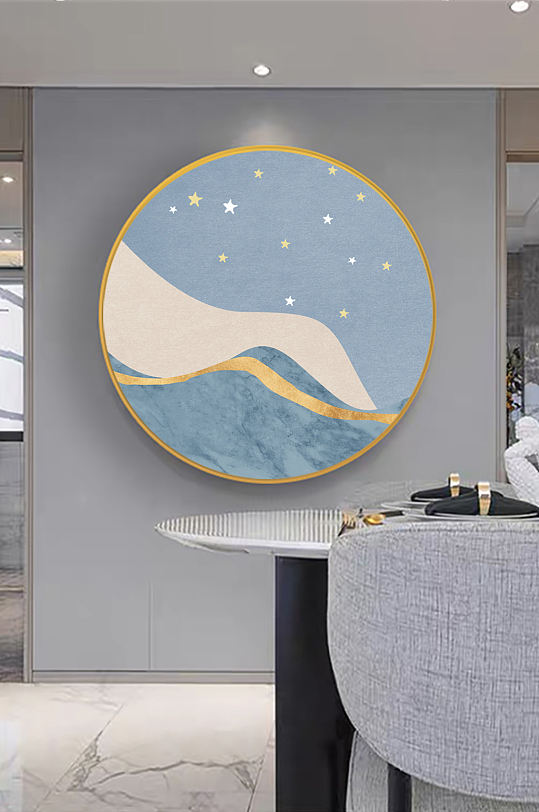 简约山脉圆形挂画装饰画-众图网