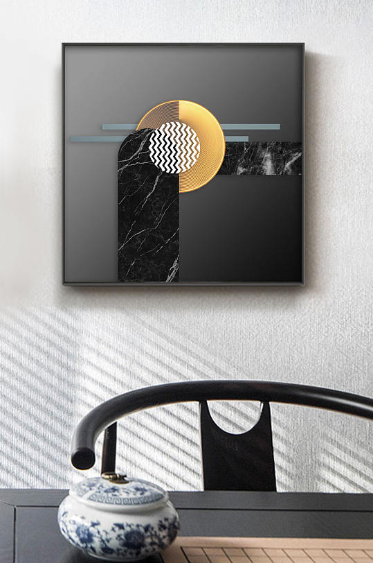 黑金色简约风方形装饰画
