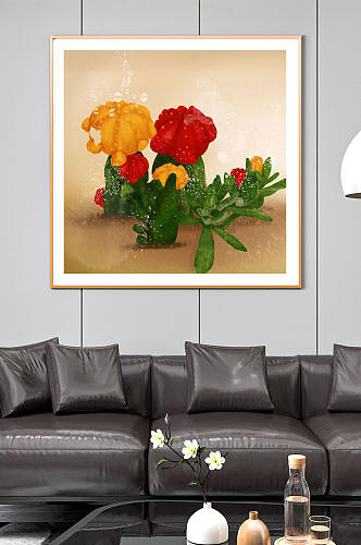 创意绘画油画植物花朵装饰画