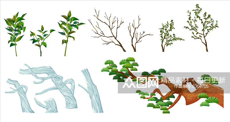 建筑植物树枝矢量图标素材素材