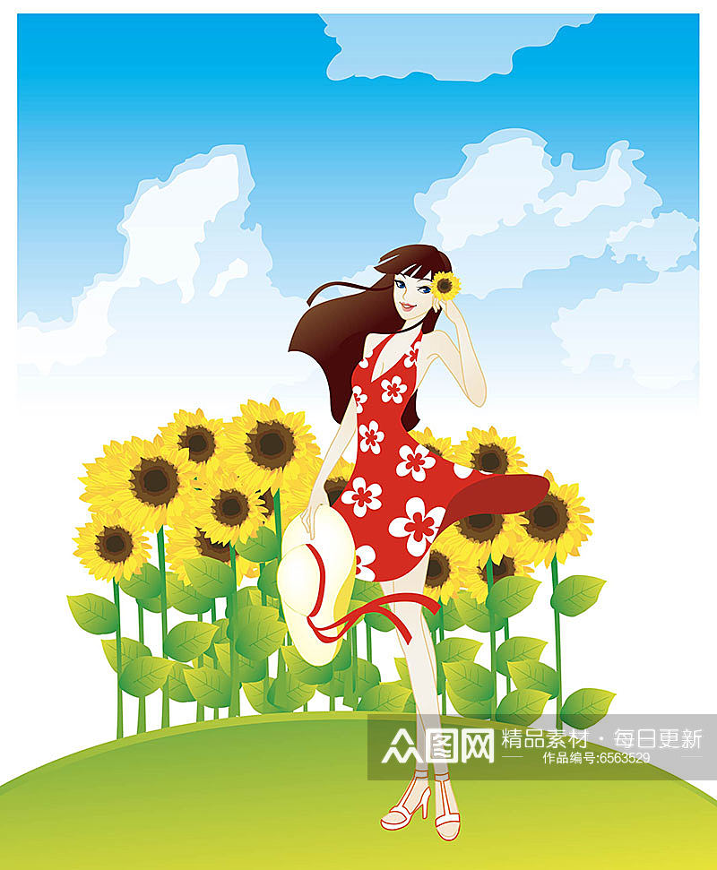 矢量美女性感插画挂画装饰画素材