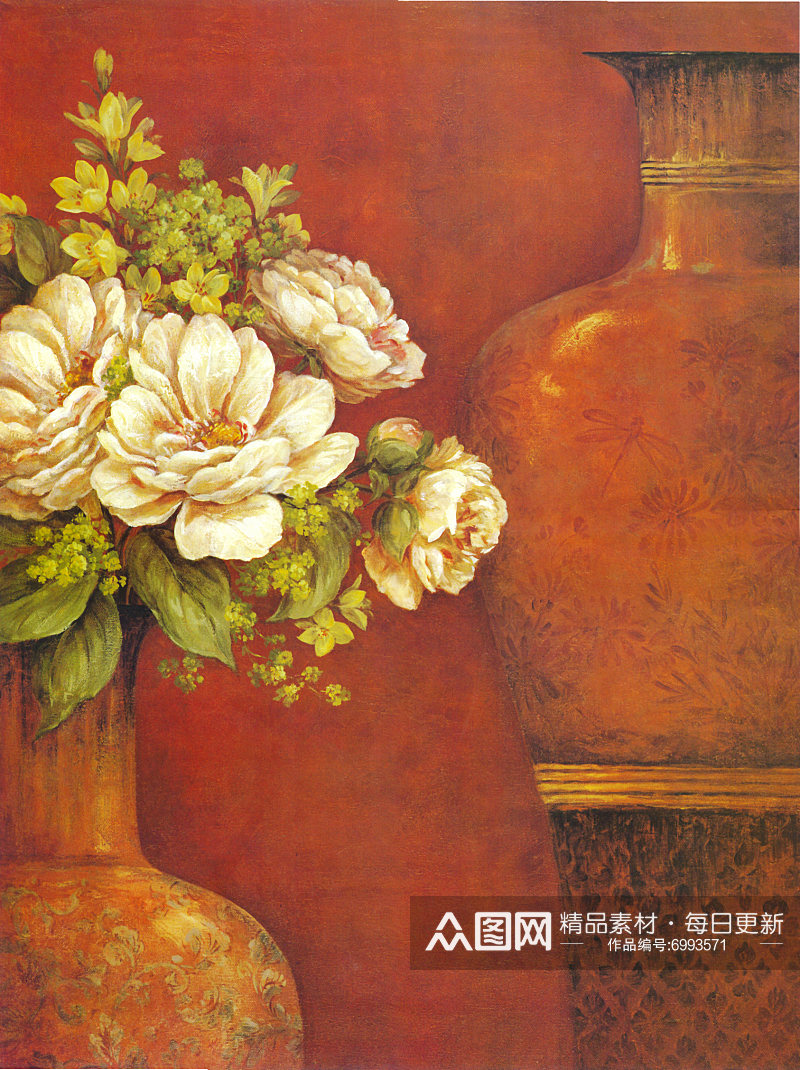 花瓶花卉植物艺术无框画装饰画素材