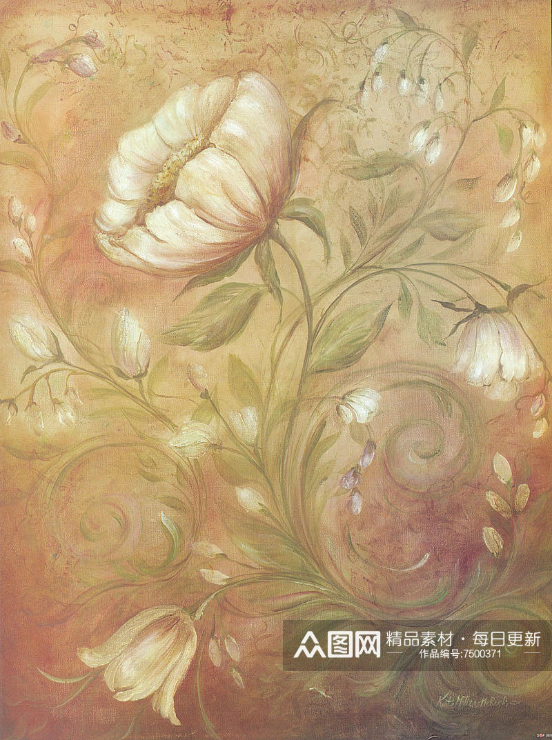 植物花卉花纹复古装饰画挂画素材