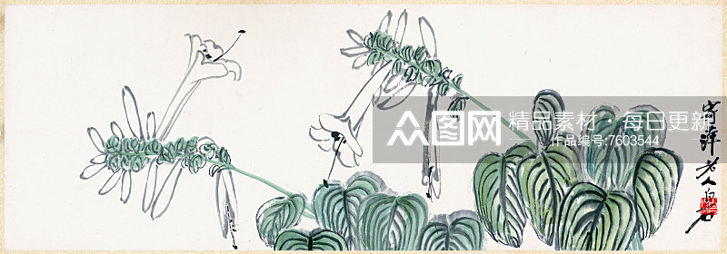 齐白石名画水墨画人物装饰画素材