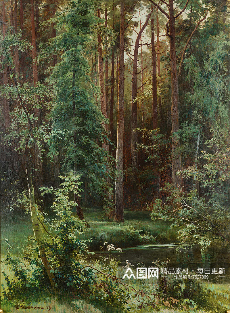 俄罗斯风景画大师希施金油画作品素材