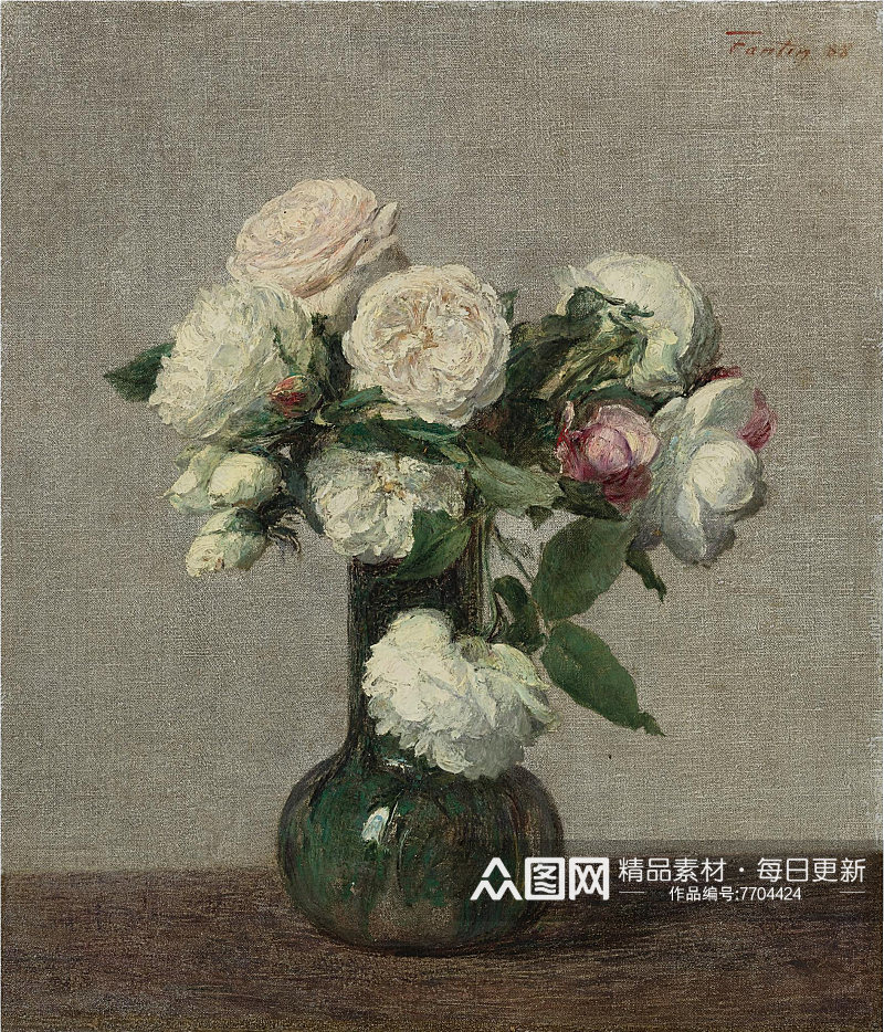 拉图尔油画静物水果花卉花瓶油画素材