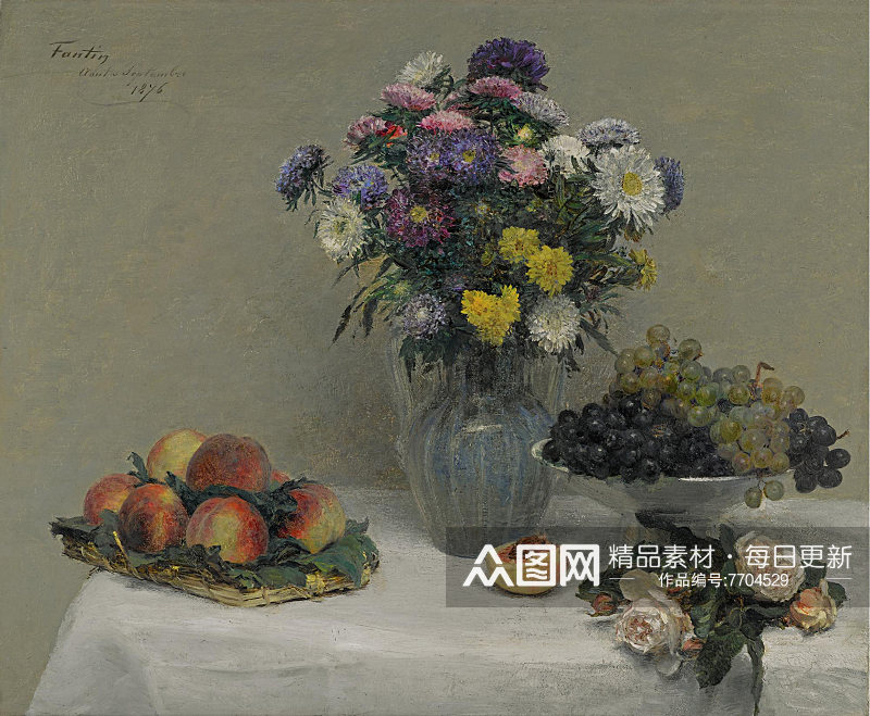 拉图尔油画作品静物花卉水果装饰画素材