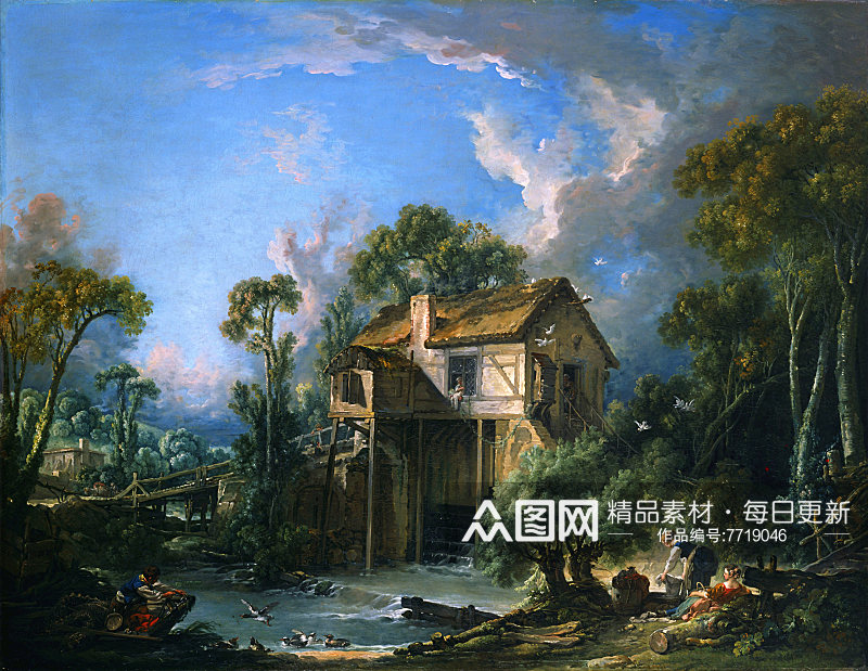 弗朗索瓦布歇树林风景画油画素材