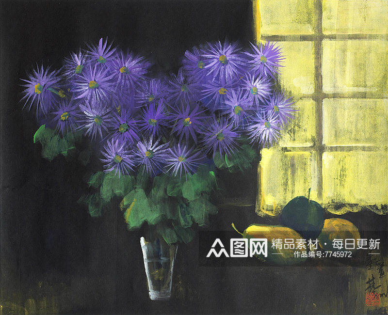 林风眠国画花卉花瓶装饰画素材