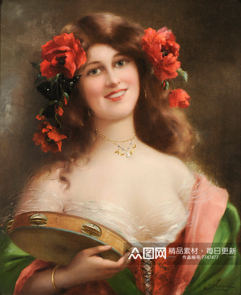 埃米尔弗农油画美女贵妇装饰画素材