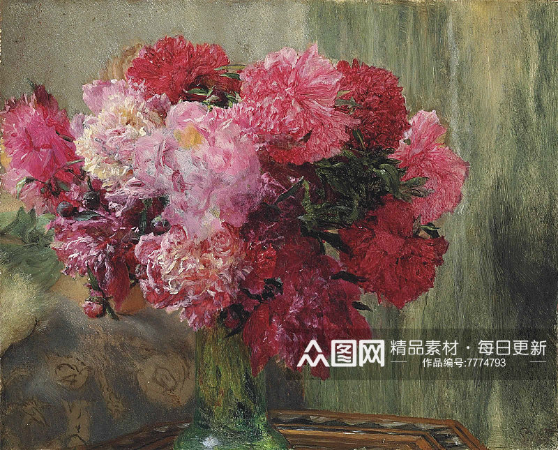 阿尔玛油画花束花瓶素材