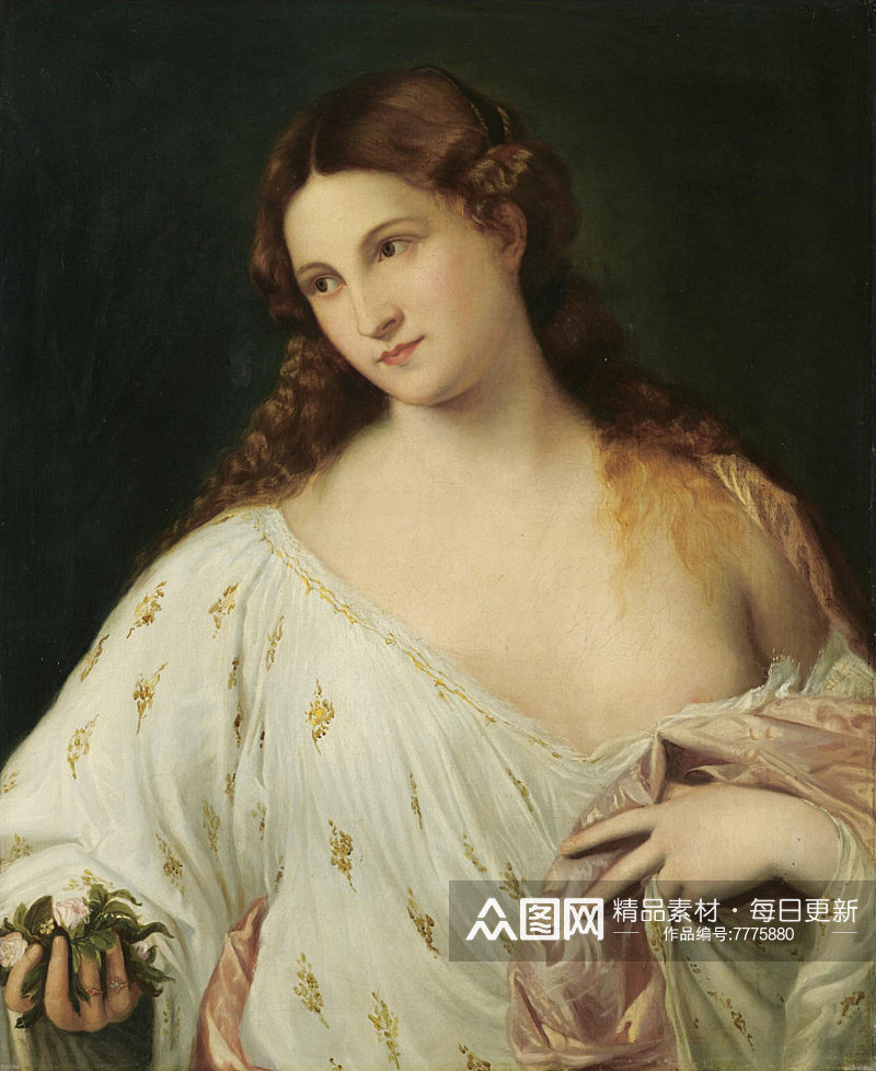 意大利画家提香将军贵妇人物油画装饰画素材