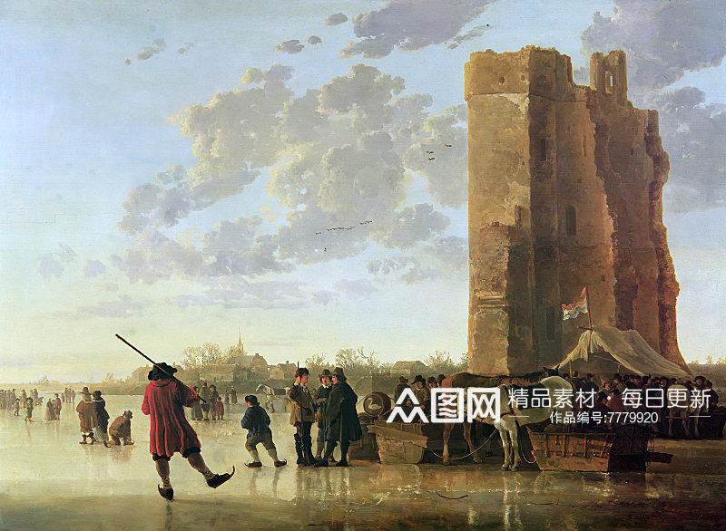 阿尔伯特大树湖畔海景风景画作品素材