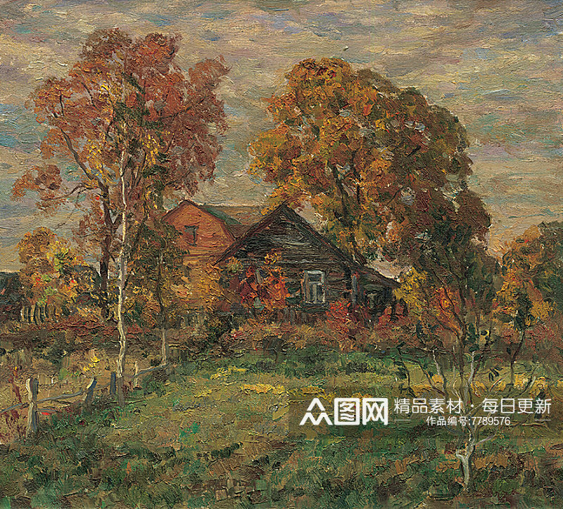 唯美树林风景画装饰画素材