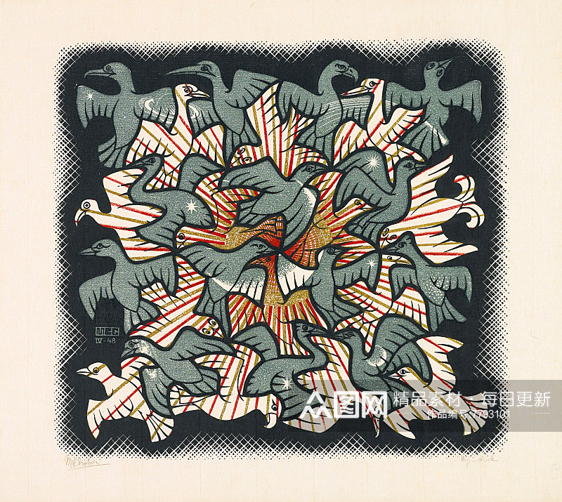莫里茨科内利斯埃舍尔抽象几何立体艺术画素材