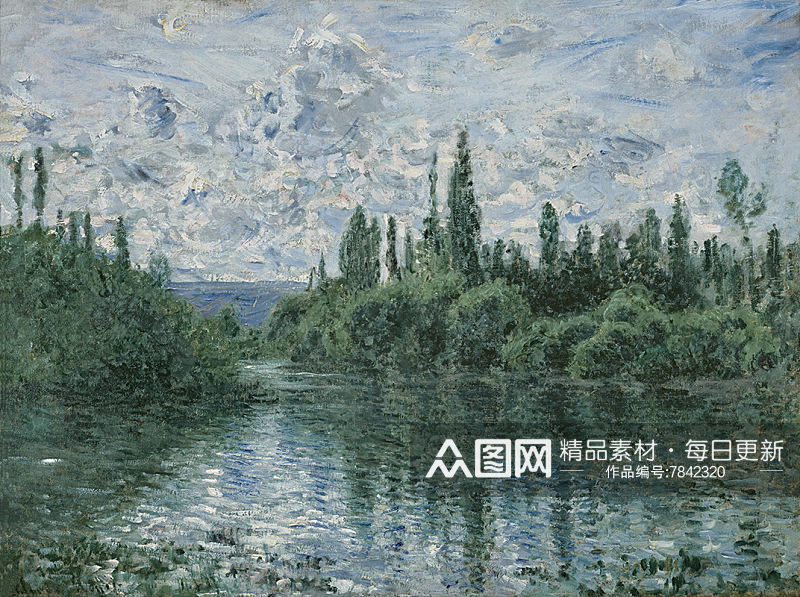 莫奈油画高清风景画装饰画素材