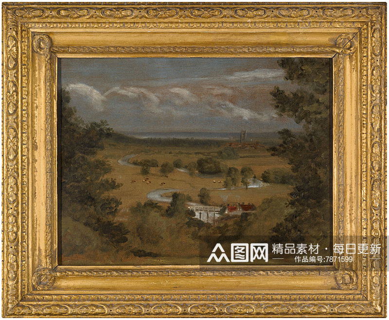 康斯坦布尔唯美风景画油画素材