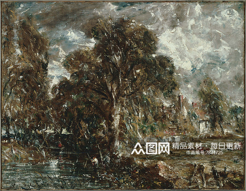 康斯坦布尔素描水彩画油画风景画素材