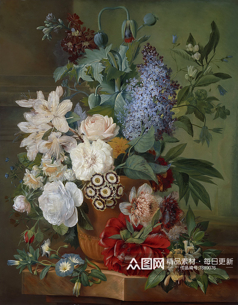 花卉花瓶油画装饰画素材