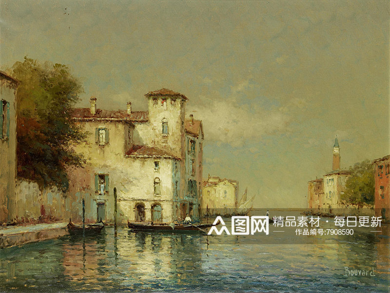 高清威尼斯风景画油画素材
