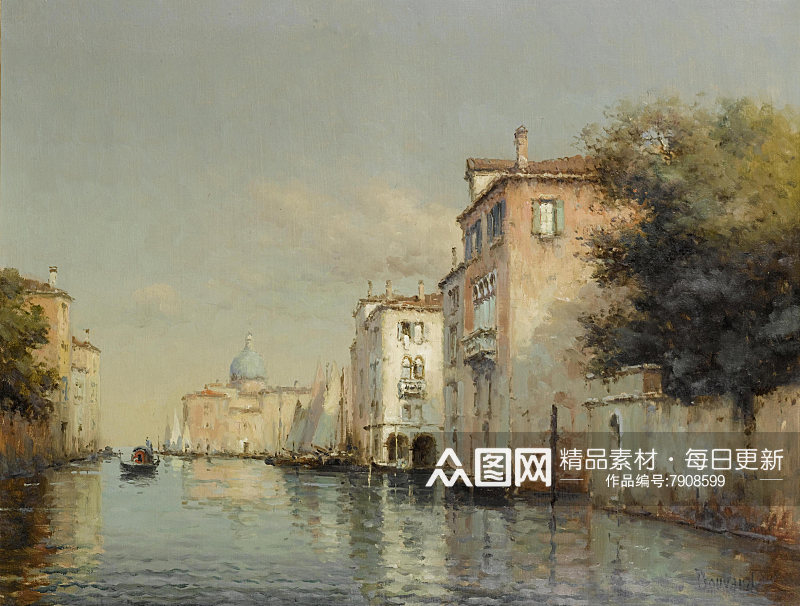 高清威尼斯风景画油画素材