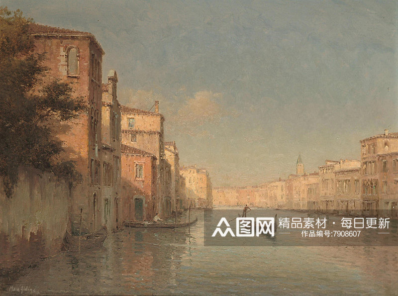高清威尼斯风景画油画素材