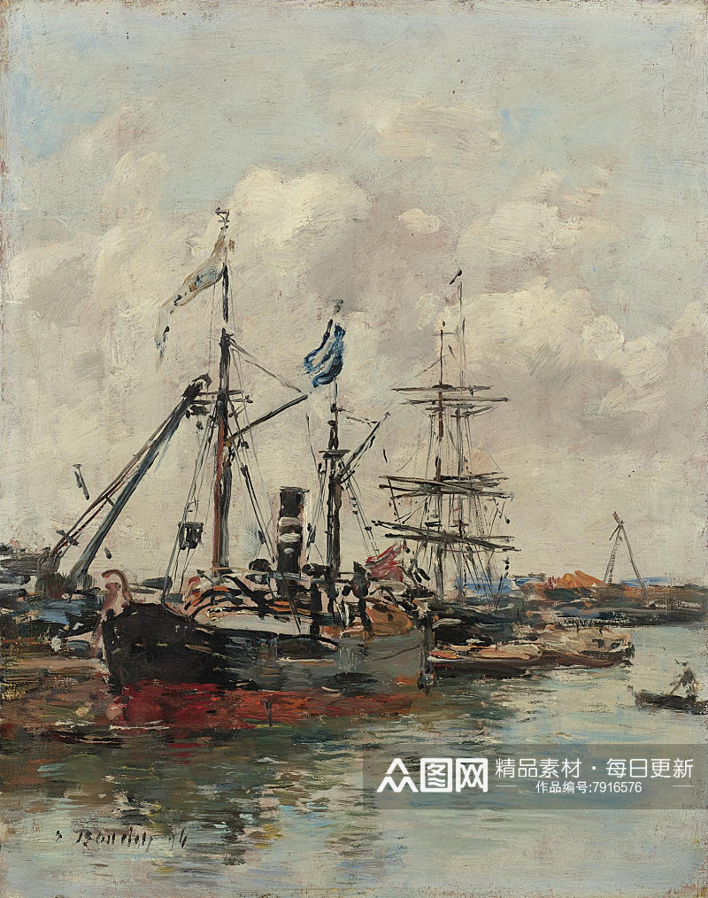 印象画沙滩海景油画风景画素材