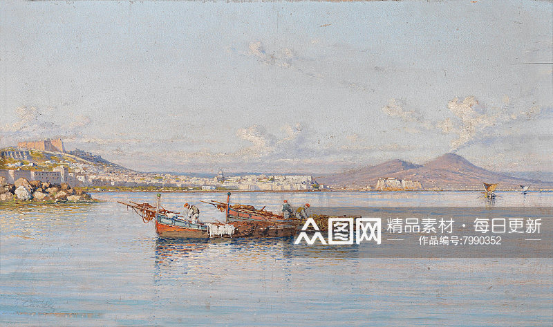 欧式水彩油画风景画素材