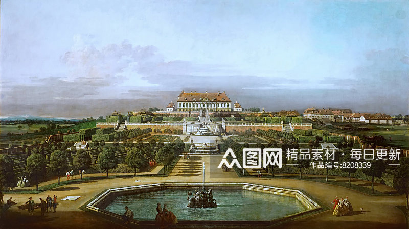 欧美建筑水彩风景画油画素材