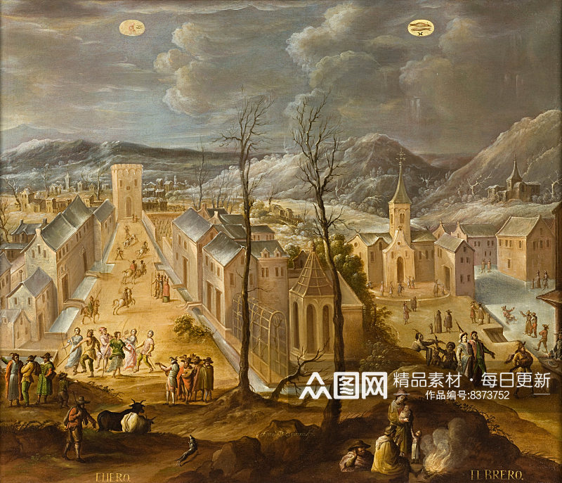 美国洛杉矶国家美术馆人物风景画油画素材