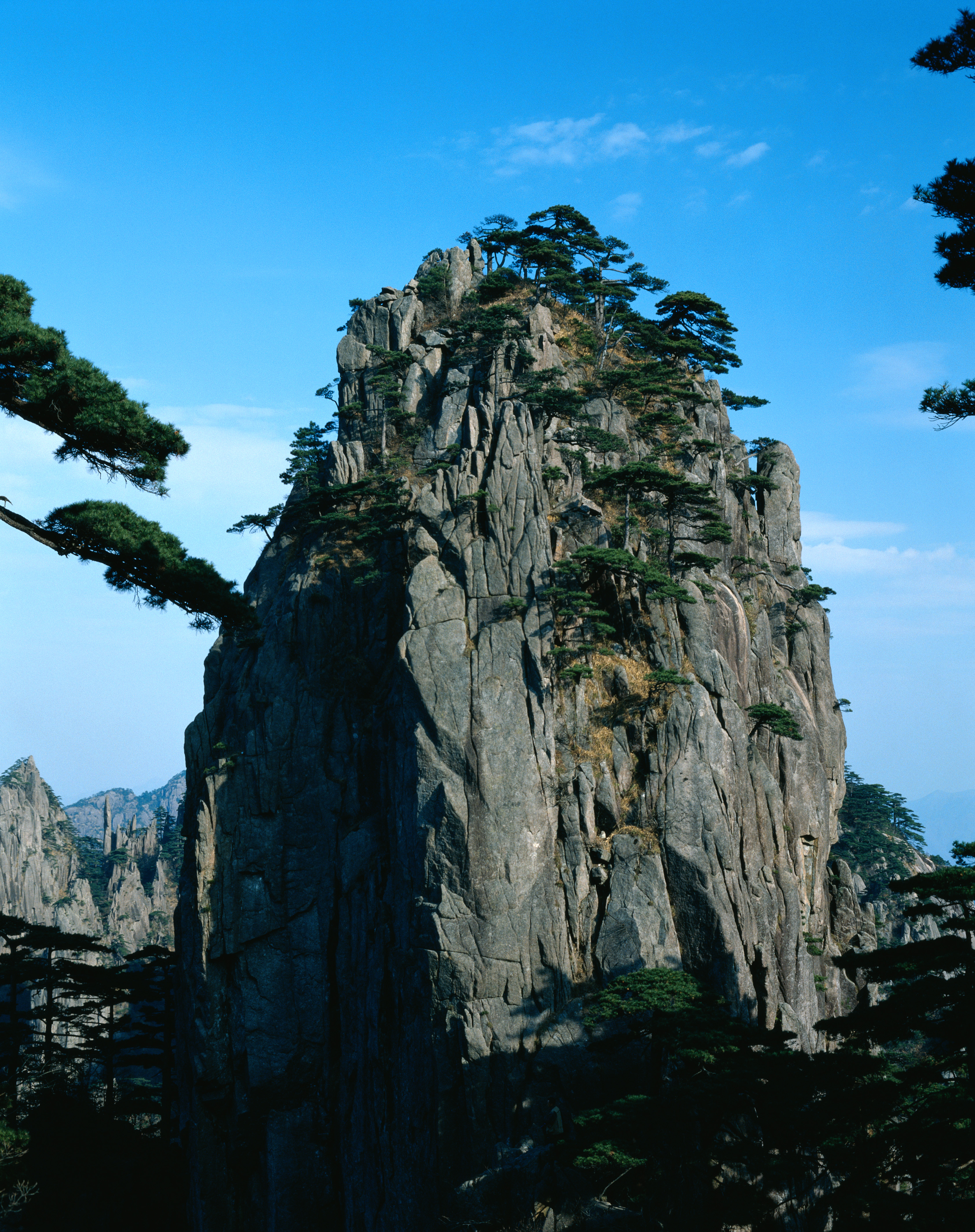 迎客松山峦自然风景画素材
