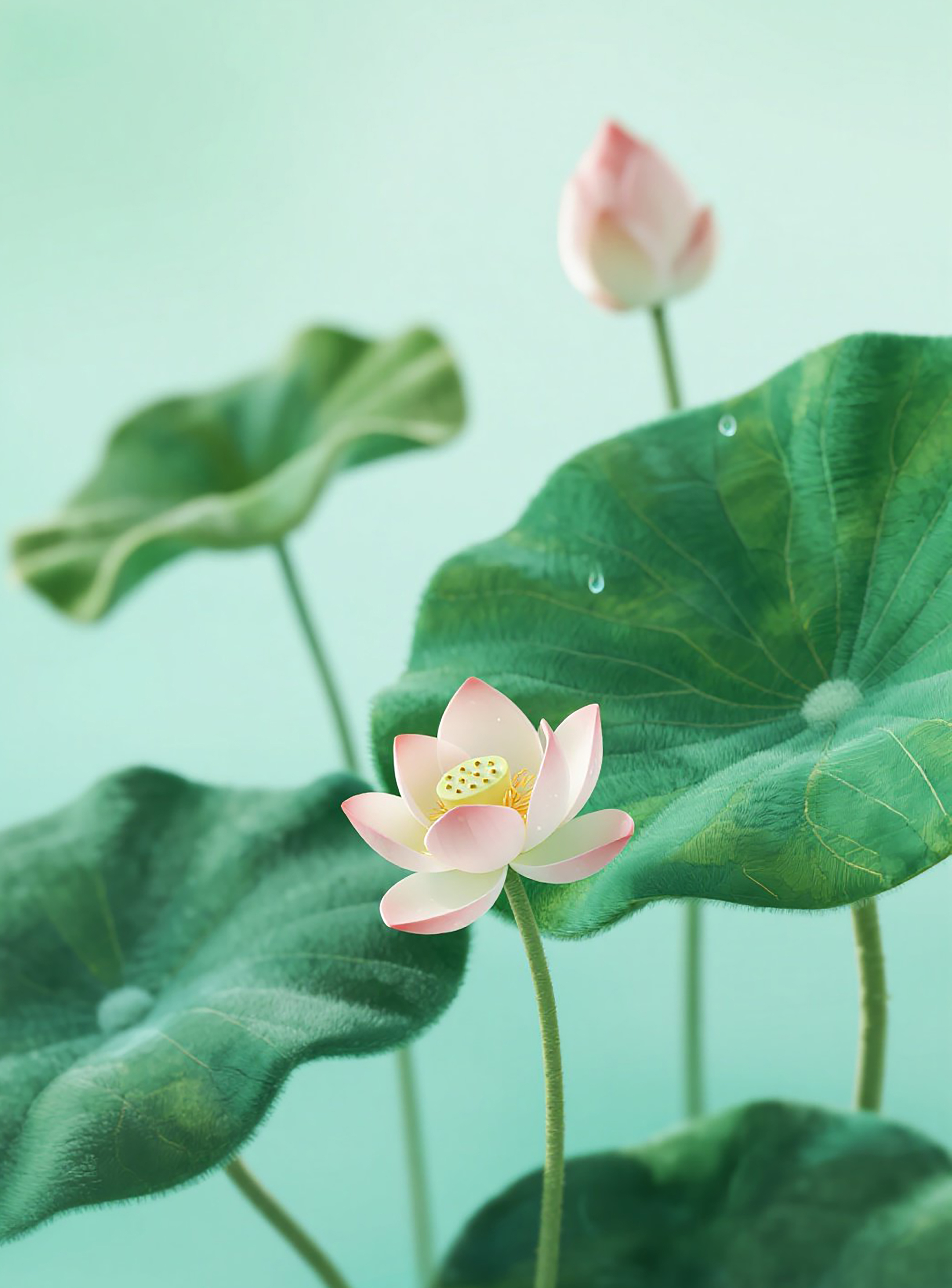 莲花荷花工笔画图片素材素材